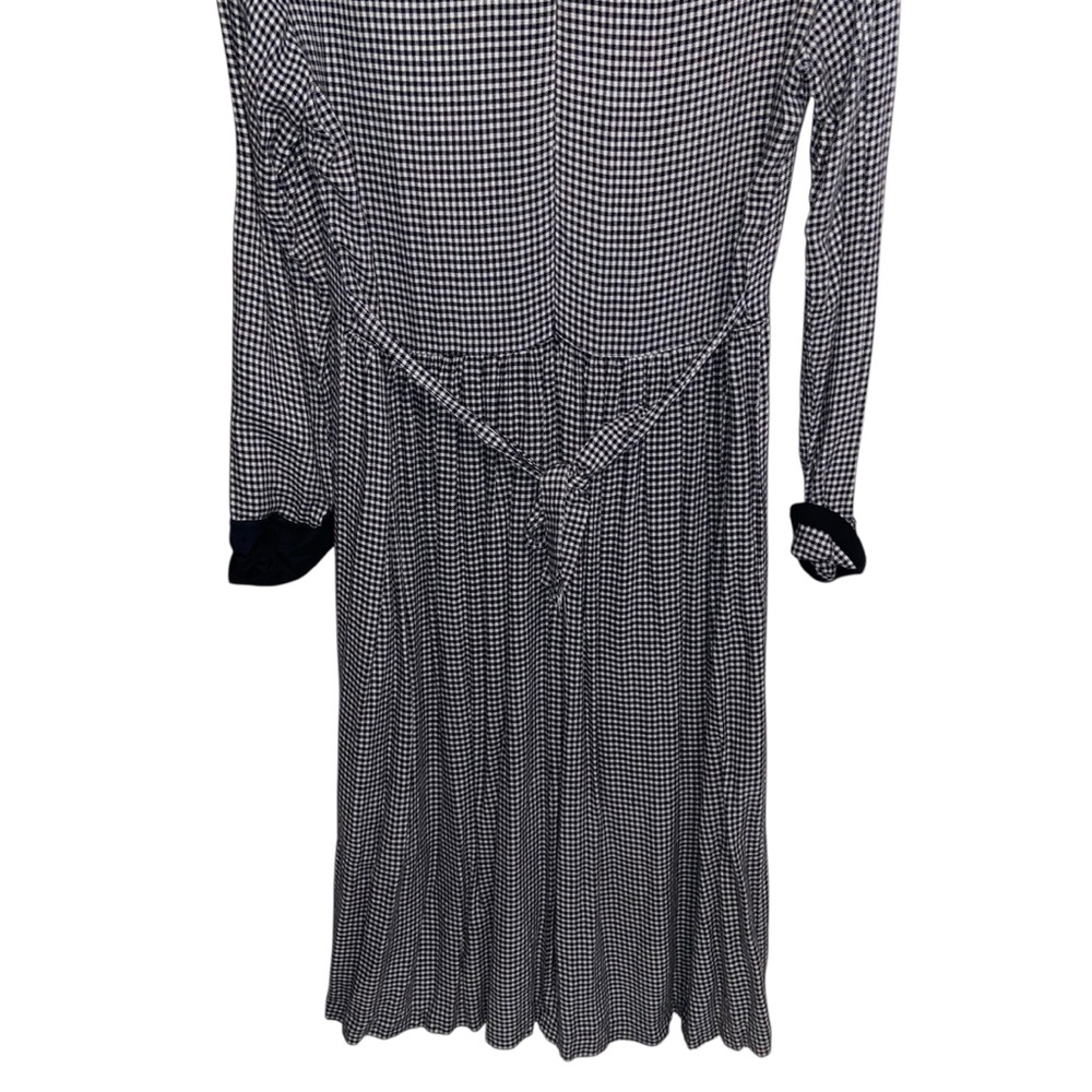 Vintage JG Hook Dress Womens Sz Large Pet Plaid Gingham Cottagecore Retro B&W - Picture 6 of 16